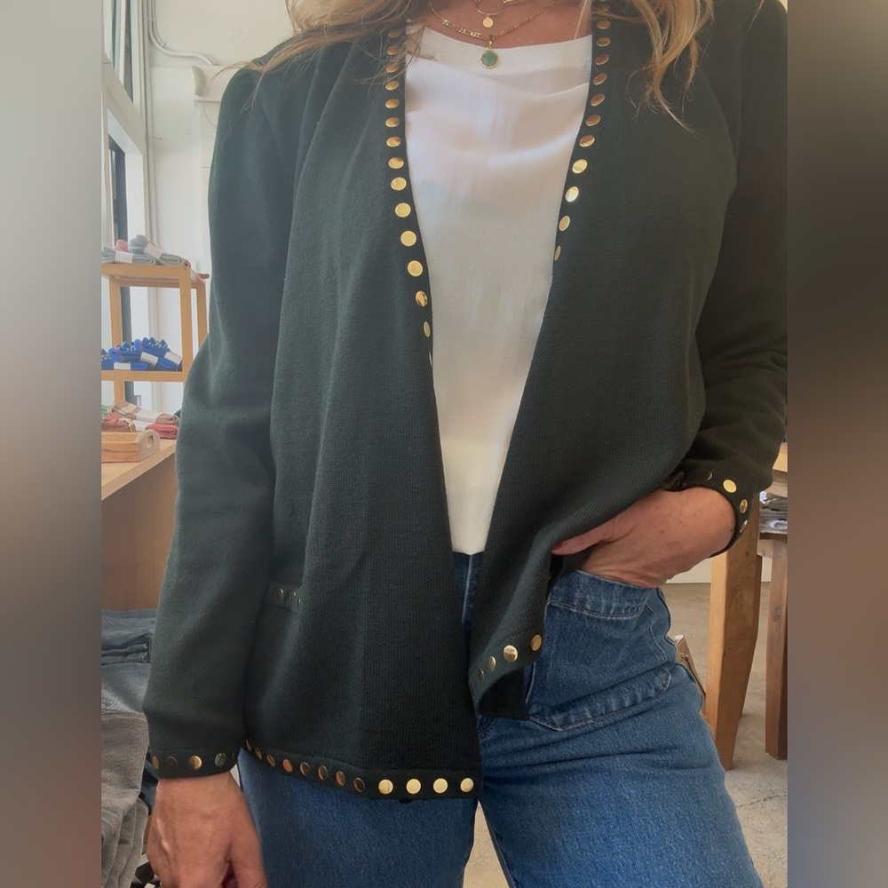 Escada Jacket Black with gold trim. Size 34